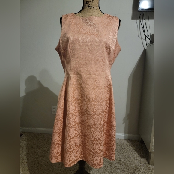 Eva Mendes NY&C Pink Jacquard Sleeveless Fit And Flare Mini Dress Size 16 - Picture 5 of 7